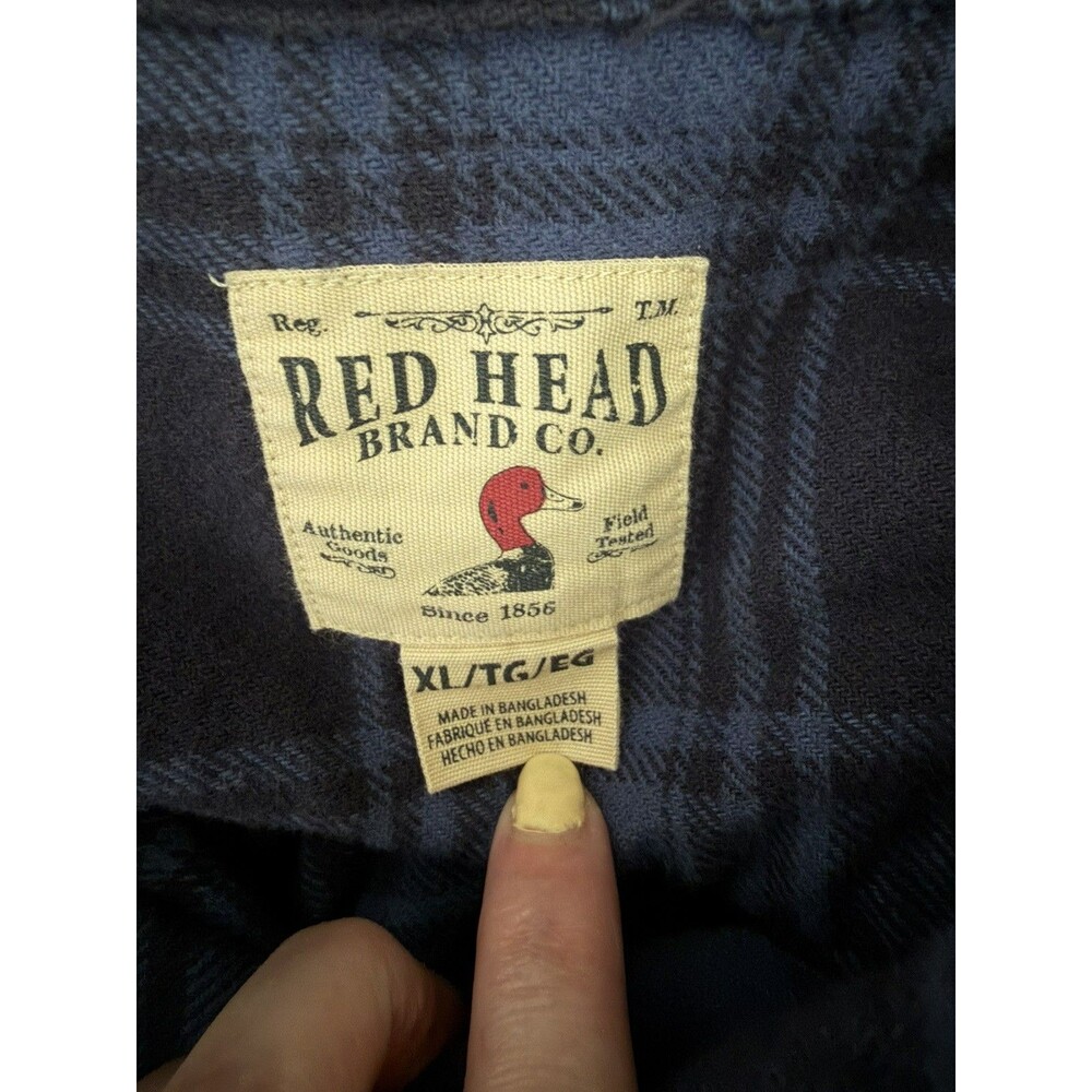 Red Head Men’s Blue Plaid Flannel Shirt Chamois Thick Cotton Size XL - Picture 3 of 5